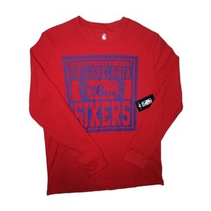 Philadelphia 76ers Red Thermal Shirt UNK NBA Long Sleeve Waffle Knit Men Medium.